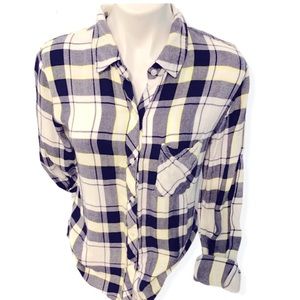 Rails plaid button down shirt, yellow, navy, white